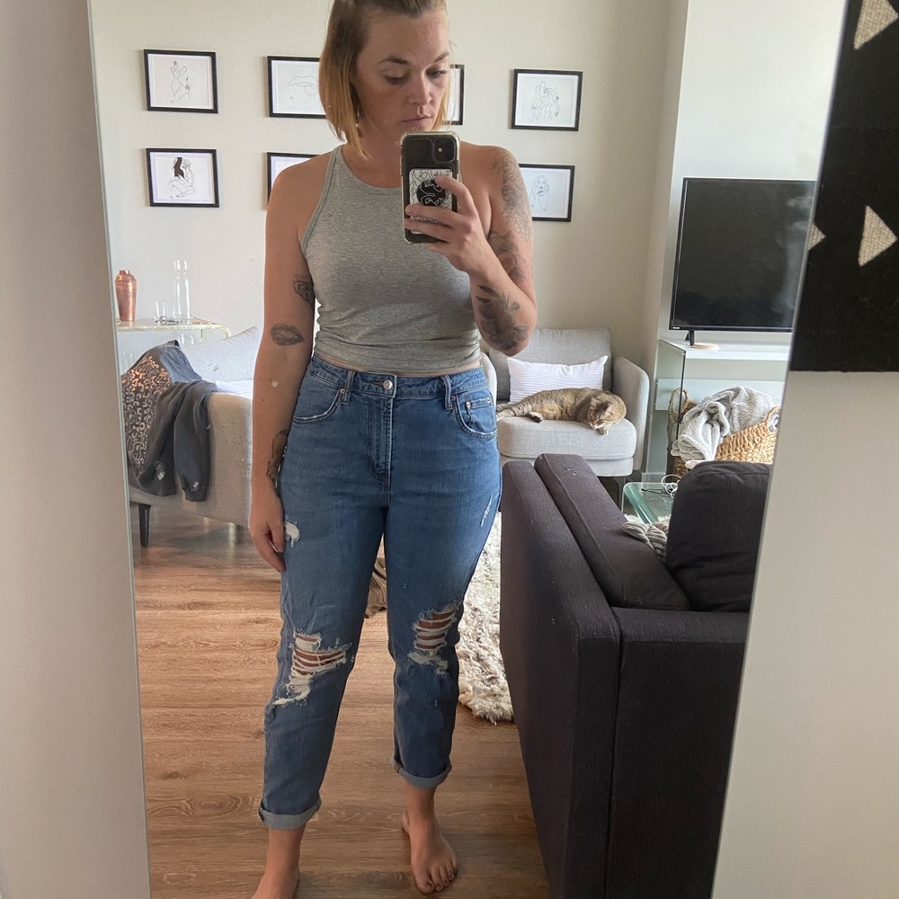 Wild Fable Blue Distressed High Rise Mom Jean